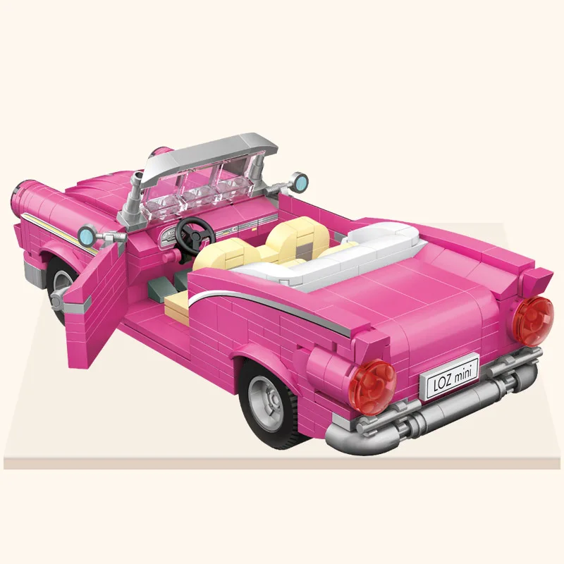 LOŠKI Mini Builidng Bloki Roza Roadster Avto Juguetes Carro 560PCS DIY Plastičnih Opeke Dekleta Xmas Darila za Otroke, Izobraževalne Igrače