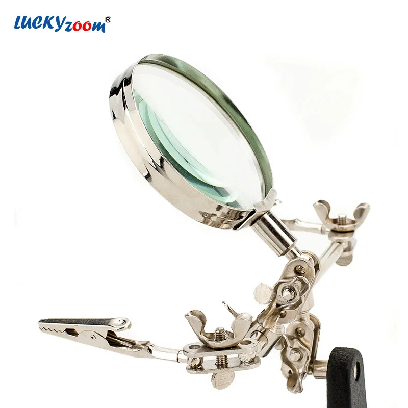 Luckyzoom 5X Varjenje Pomagati z Roko Povečevalno Steklo S Pomožnim Posnetek Električni Likalnik Popravila Lupo Tretje Ročno Spajkanje Lupa