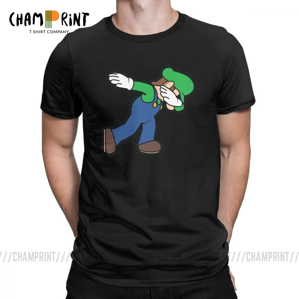 Luigi Dab Super Mario T Srajce, Moške, Bombaž Moda za fante T-Shirt Krog Vratu Tee Majica Kratek Rokav Obleke 6XL