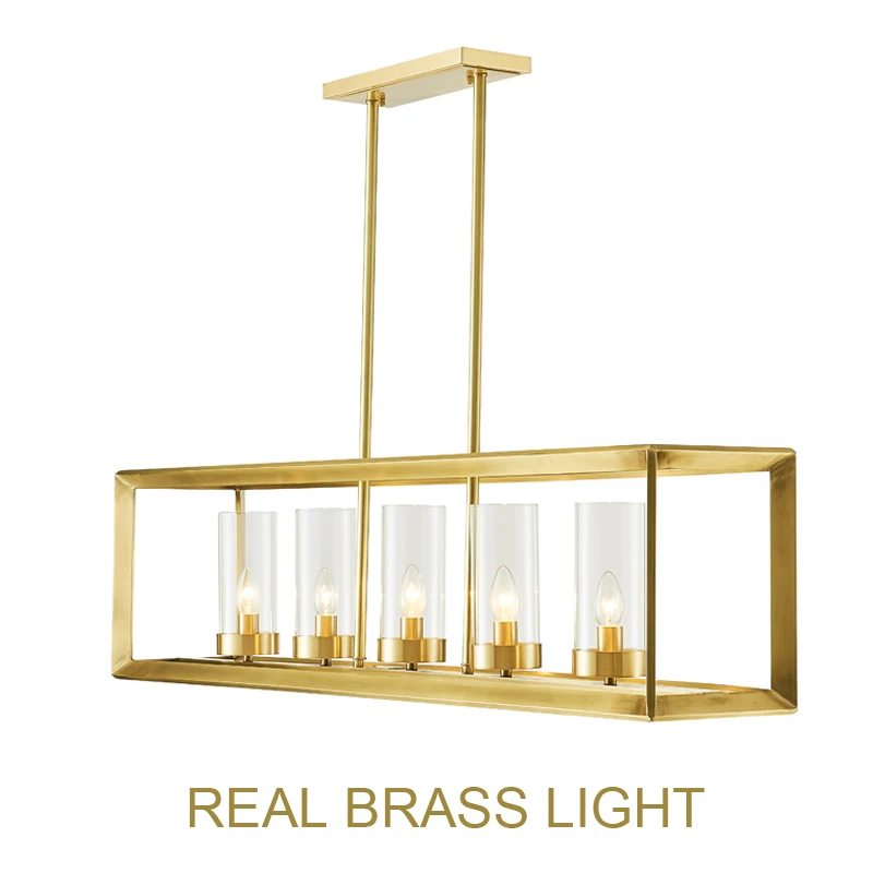 Luksuzni baker medenina zlato obesek visi lučka lučka LED za oblikovalec jedilnico bar sodobne kvadratni okvir LED viseče svetilke svetlobe