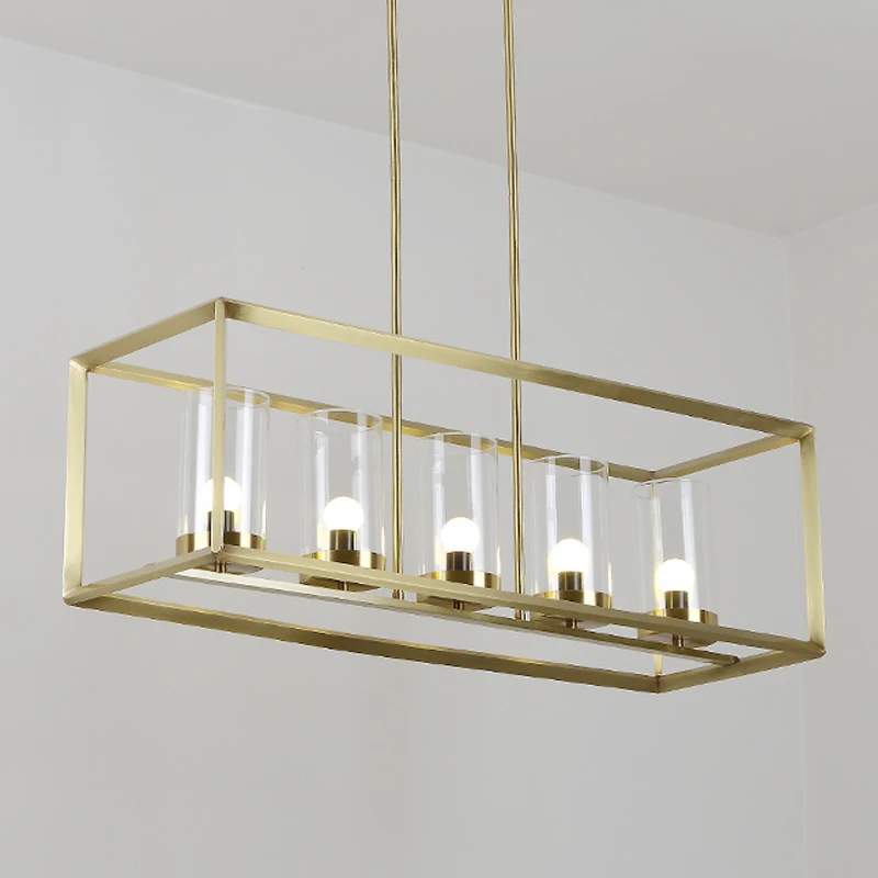 Luksuzni baker medenina zlato obesek visi lučka lučka LED za oblikovalec jedilnico bar sodobne kvadratni okvir LED viseče svetilke svetlobe