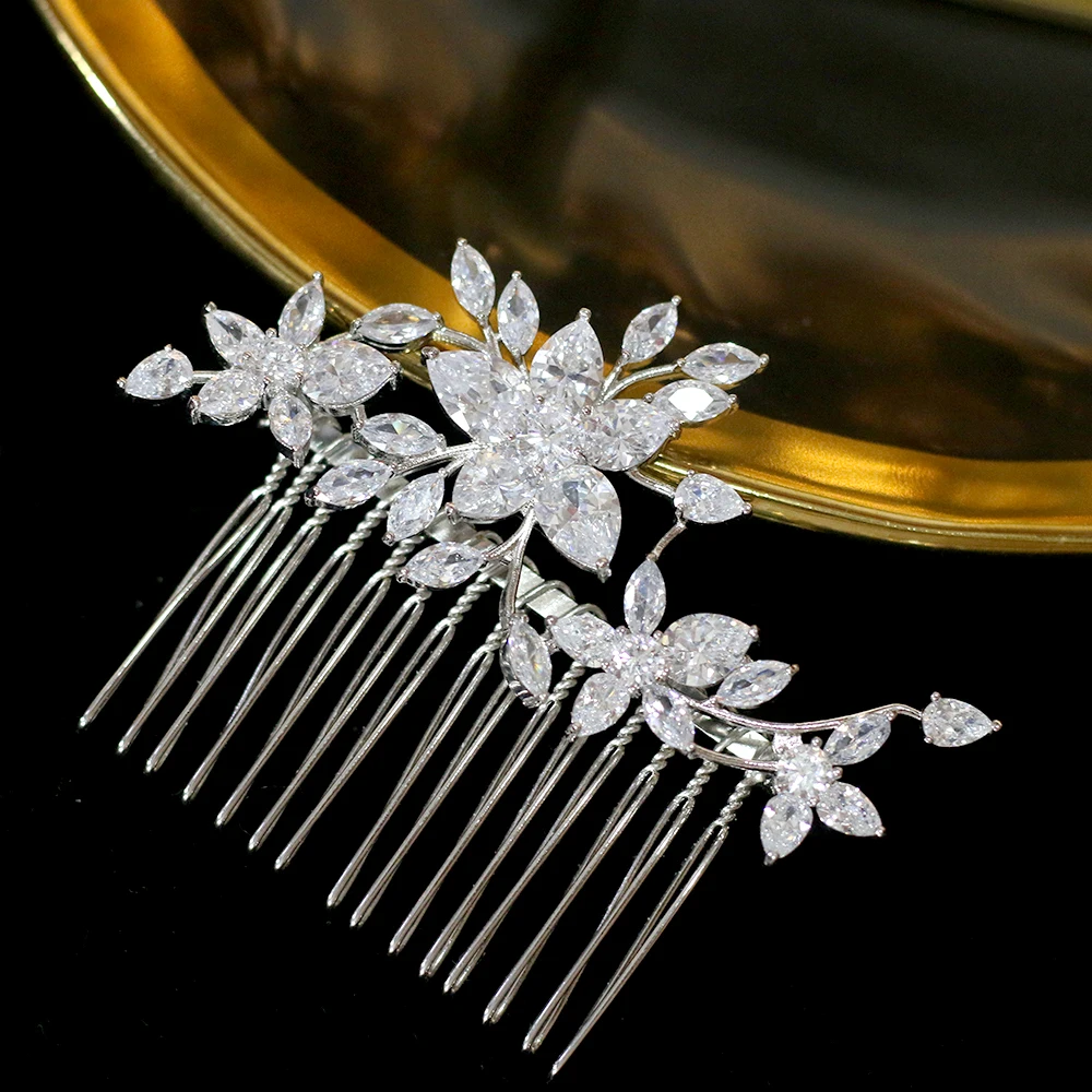 Luksuzni cirkonij cvet pribor za lase headdress diplomi poročni dodatki za lase zlatih las, glavnik, kozmetični salon nakit hairpi