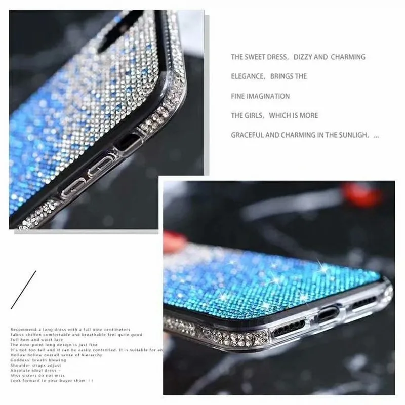 Luksuzni Diamond Primeru Telefon Za Iphone X 8 7 6 6S Plus Primerih XR XS MAX 8plus Gradient Barve Peneče Kritje Coque 7plus Primeru