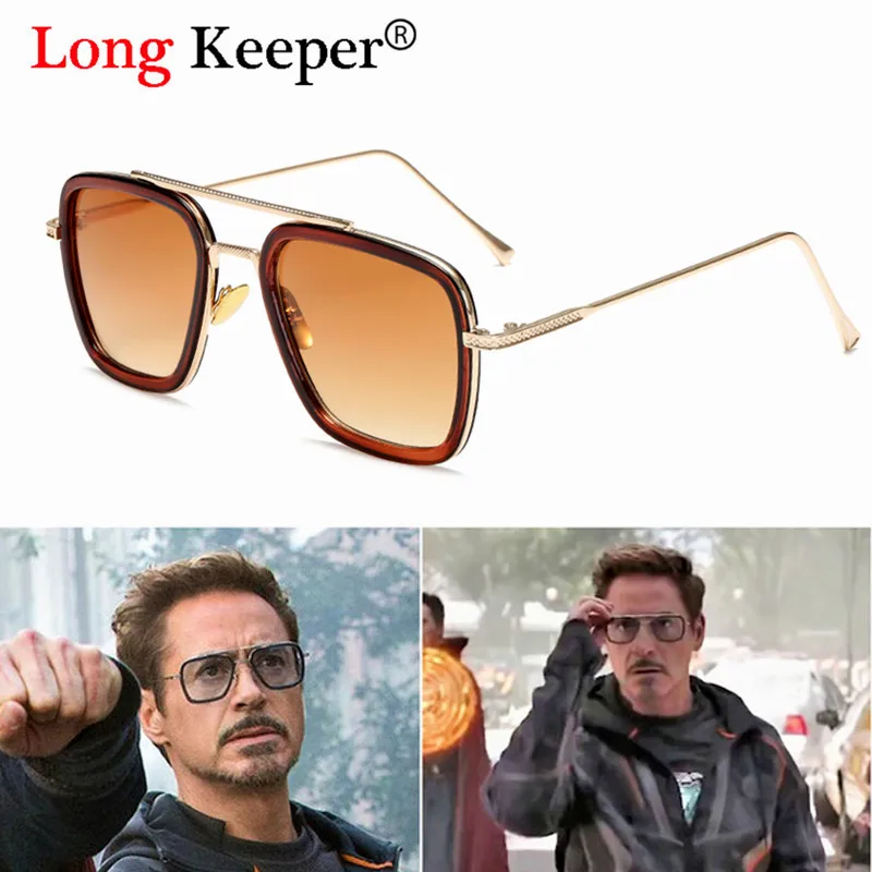 Luksuzni Fashion Tony Stark Let Slog Človek sončna Očala Moških Kvadratnih blagovno Znamko Design sončna Očala Oculos Retro moški iron Man