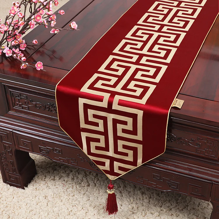 Luksuzni Jacquardske Geometrijske Kitajske Svile Namizni Tekač Božična Poroka Tabela Mat Dekoracijo Večerjo Stranka Aparat Za Namizni Prt