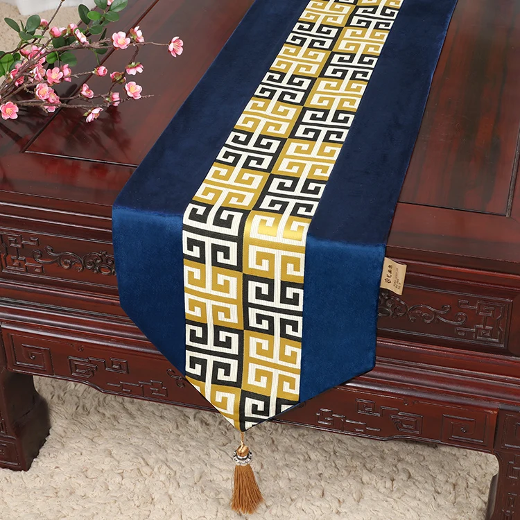 Luksuzni Jacquardske Geometrijske Kitajske Svile Namizni Tekač Božična Poroka Tabela Mat Dekoracijo Večerjo Stranka Aparat Za Namizni Prt