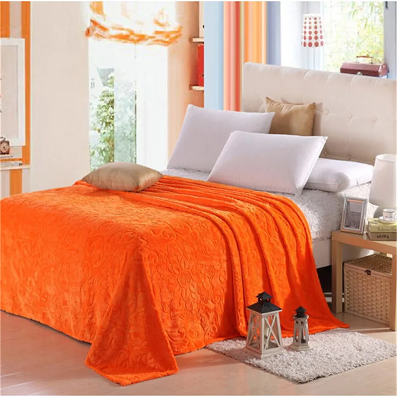 Luksuzni Kakovosti Flanela Odejo Coral Runo Bedspread Trdna Oranžno Barvo Odraslih Multi-Velikost Rjuhe Kariran Barva Odeje