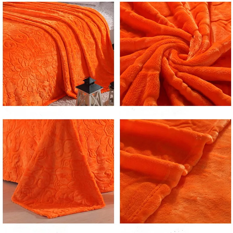 Luksuzni Kakovosti Flanela Odejo Coral Runo Bedspread Trdna Oranžno Barvo Odraslih Multi-Velikost Rjuhe Kariran Barva Odeje
