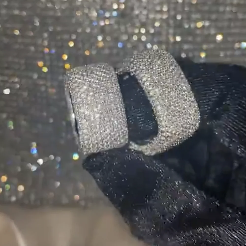 Luksuzni Kvadratnih 925 Sterling Silver Obroči Za Ženske Sijaj Utrla nastavitev Polno 420PCS Simulirani Diamond Platinum Poročni prstan Nakit