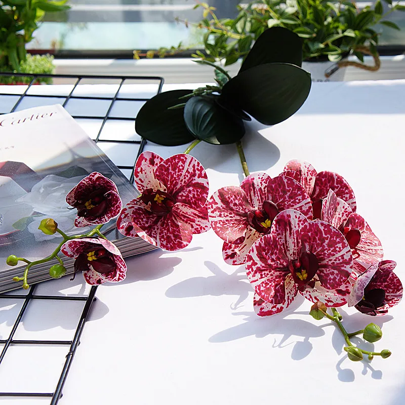 Luksuzni Latex Orhideja Umetno Cvet, Beli Metulj Orhideje za Dom Poročno Dekoracijo Flores Visoke Kakovosti Ponaredek Cvetje