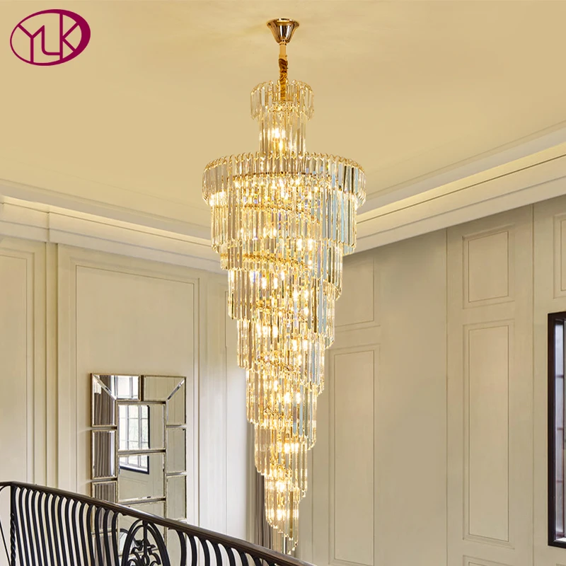Luksuzni sodobne kristalni lestenec za stopnišče zlato/chrome doma dekoracijo mansarda lestenci svetlobna telesa
