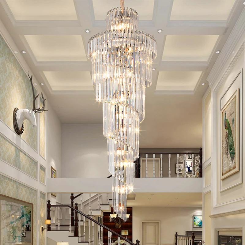 Luksuzni sodobne kristalni lestenec za stopnišče zlato/chrome doma dekoracijo mansarda lestenci svetlobna telesa