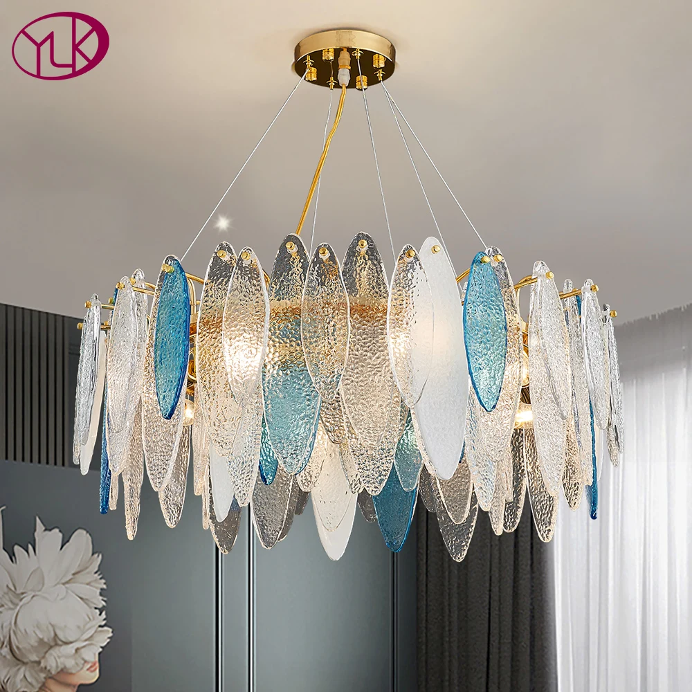 Luksuzni sodobne lestenci za dnevno sobo krog zlato visi luç jedilnico, spalnica dekor dimljen sivo/belo steklo svetilka