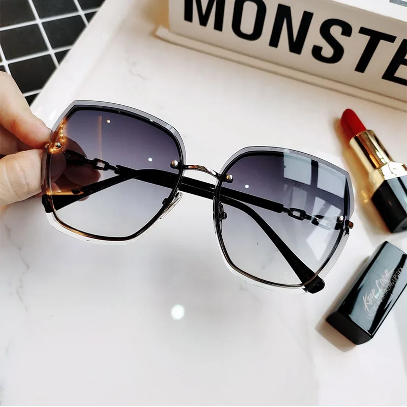 Luksuzni Vintage sončna Očala Ženske 2020 Rimless Oblikovalec Odtenki Očala Ženska Rjava Preliva kristalno sončna Očala UV400 Zaščito