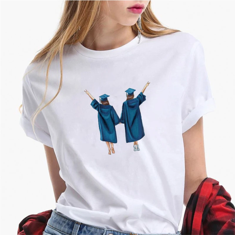 LUSLOS Moda za Ženske T Srajce Smešno Majica s kratkimi rokavi Ženske Najboljšimi Prijatelji Tshirt Najboljšimi Prijatelji O-Vratu Graphic Tee Plus Velikost Vrhovi