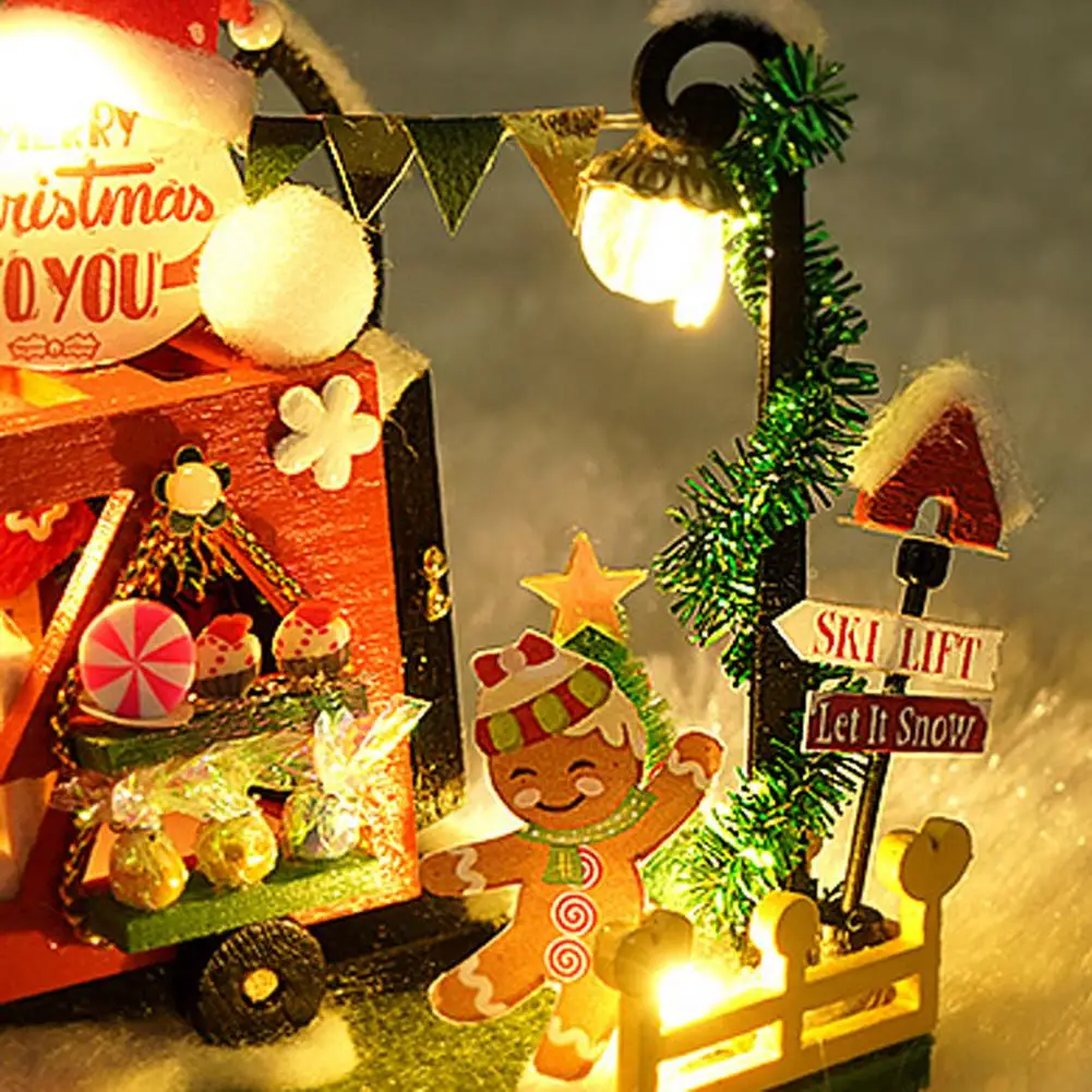 Lutka Hiša Pohištvo Z LED Luči Diy Miniaturni 3D Lesene Miniaturas Lutke Igrače Za Otroke Rojstni dan Božična Darila