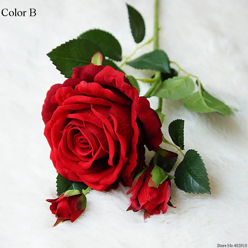 Luxury black rose veje Žamet Simulacije Umetno cvetje Valentinovo darilo poročno cvetje Doma dekoracijo vrtnice flores