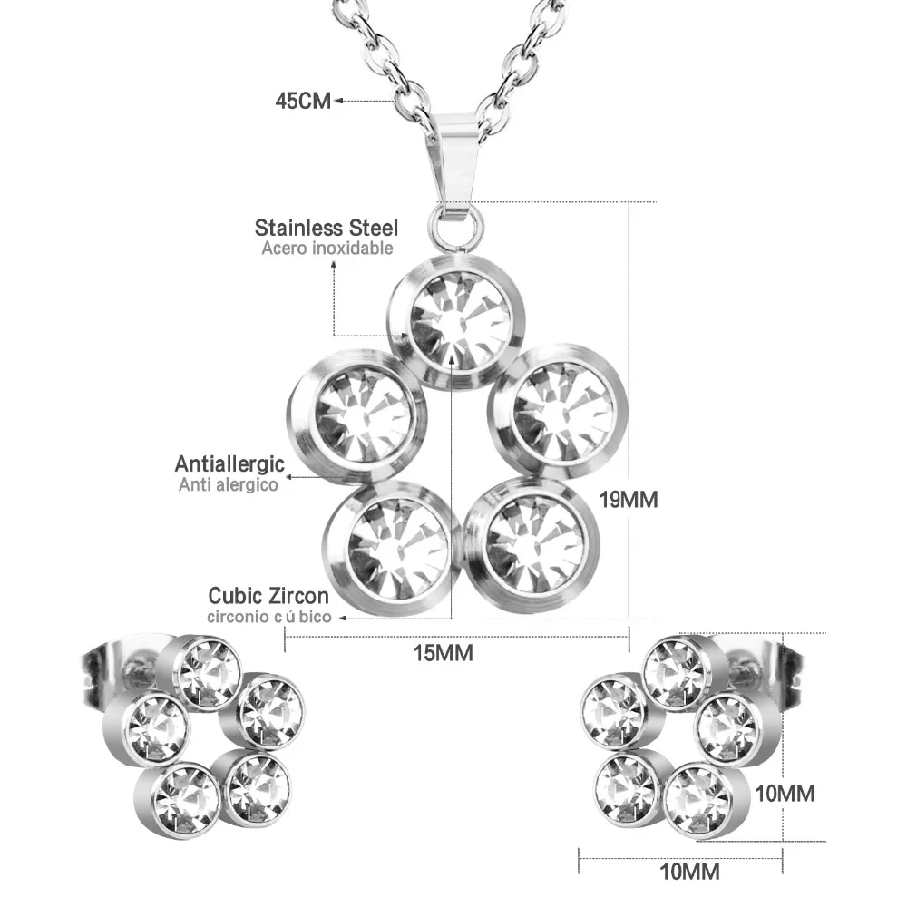 LUXUSTEEL kubičnih cirkonij nakit set Ženskih Pribor iz Nerjavečega Jekla Povezavo Verig Ogrlica Poroko Collier Ženske Stranka