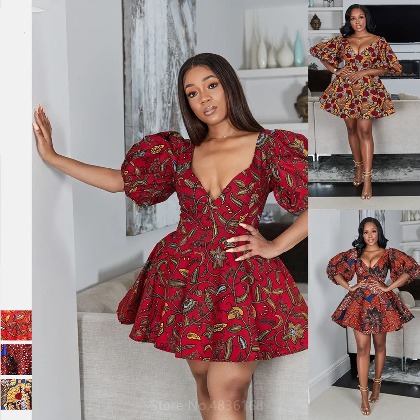 Luč Rokav Afriška Oblačila 2020 Novice Dashiki Tiskanja Proti-vrat Seksi Modni Obleko Plus Velikost Oblačila Afriške Obleke za Ženske
