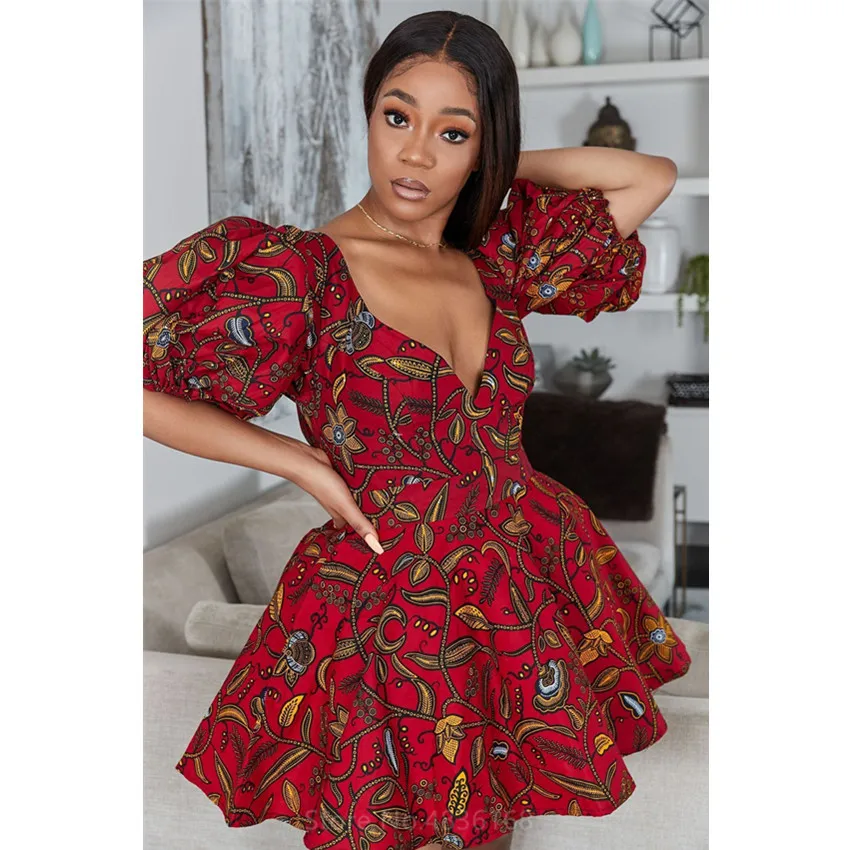 Luč Rokav Afriška Oblačila 2020 Novice Dashiki Tiskanja Proti-vrat Seksi Modni Obleko Plus Velikost Oblačila Afriške Obleke za Ženske