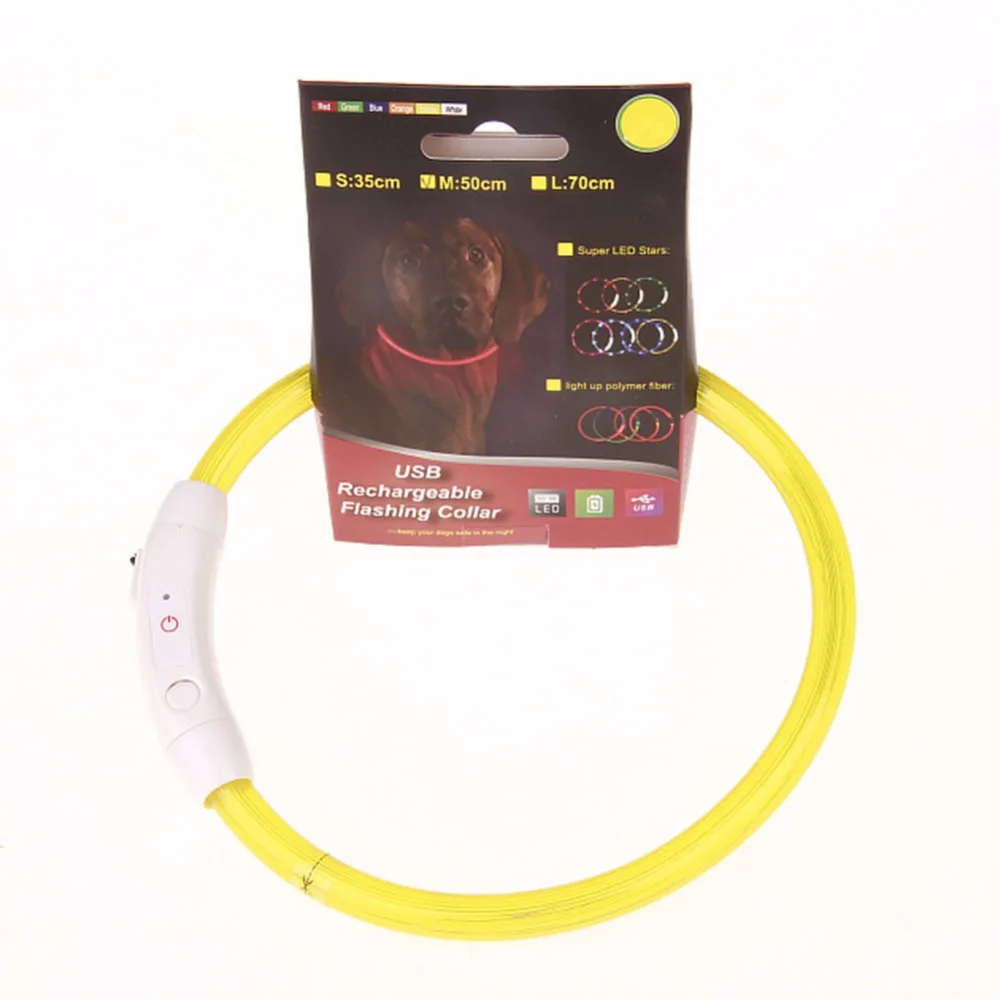 Lučka LED Utripa Sijaj Ljubljenčka Psa Noč Varnost Gume Ovratnik za ponovno Polnjenje Multicolor
