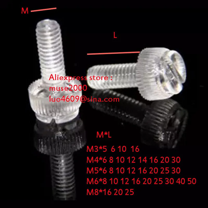 M3 m4 m5 m6 M8 knurled jasno PC vijak zarezano pogon Plastični vijak matica Elektronski Polikarbonata vijakov zapiralo, ki ga pregleden PC vijak
