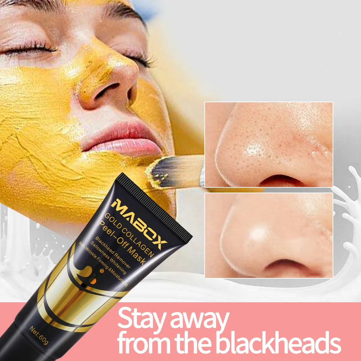MABOX 24K Odstranite Blackhead Zlato Masko, Skrči Pore, Izboljša Grobo Nego Kože, Akne Masko Obraza Vlažilne Proti Gubam Anti Aging