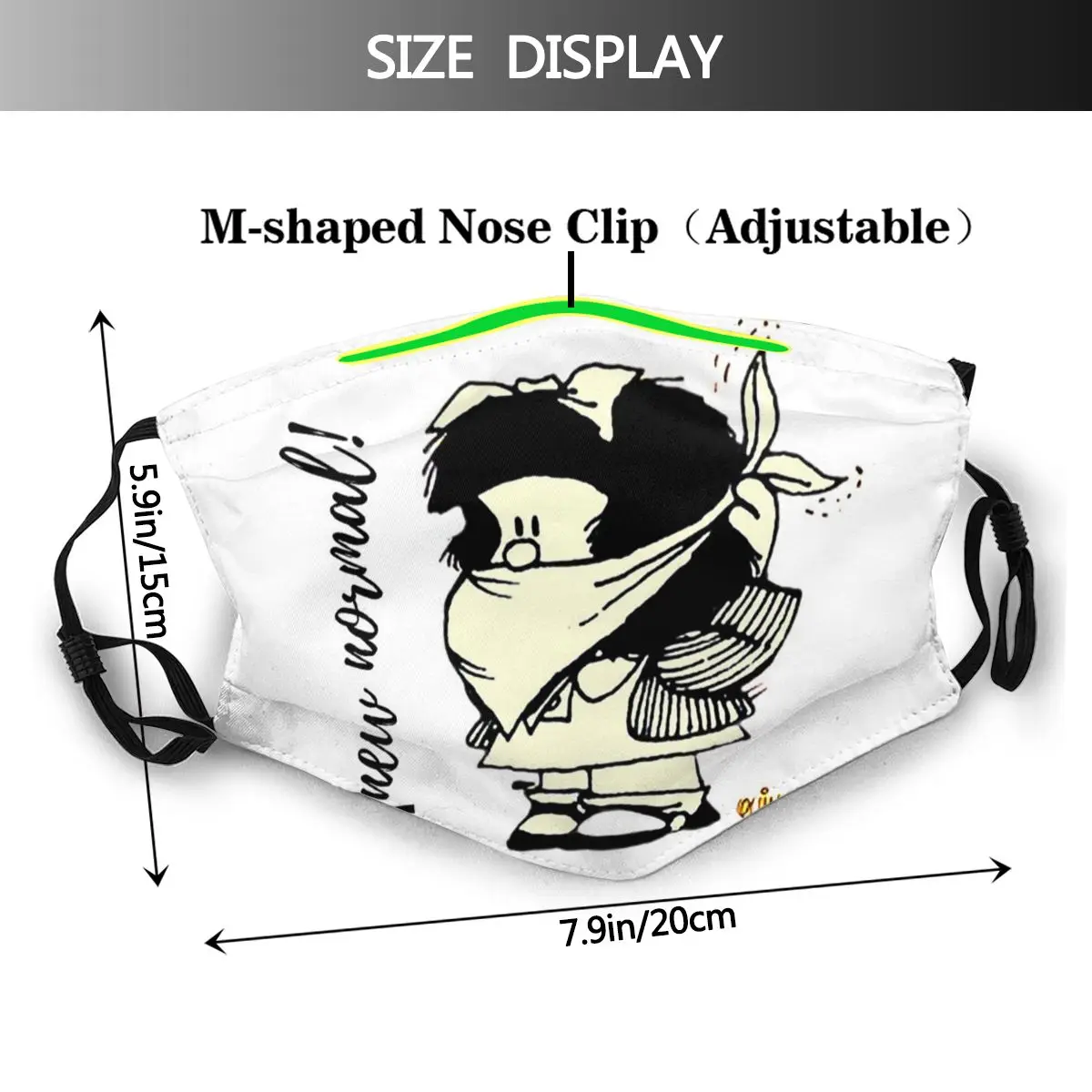 Mafalda Z Masko, ki Niso za Enkratno uporabo Usta, Obraz Maske z filtri Proti Vetru Hladno Dokaz Poliester zaščitni Pokrov Respirator za Odrasle