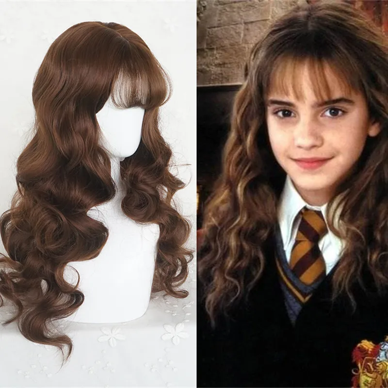 Magic Halloween Potter Ženske Hermiona Granger vlogo igrajo lasuljo Emma Watson Herminone rjave dolge valovite lase, kostumi