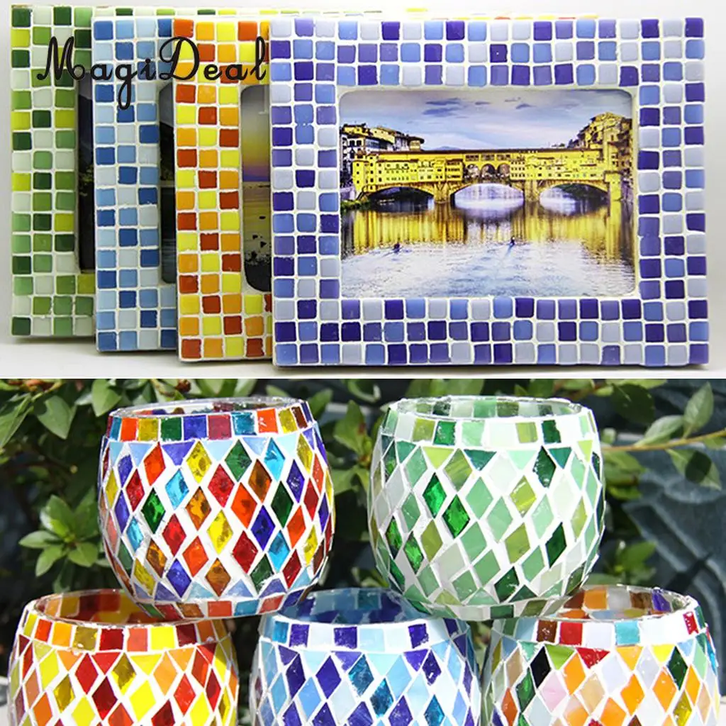 MagiDeal 500 Kos Multicolor Kvadratnih Steklena Jasno, Stekleni Mozaik Ploščice Tessera za DIY Projektov, Mozaik, zaradi Česar Edinstven Design