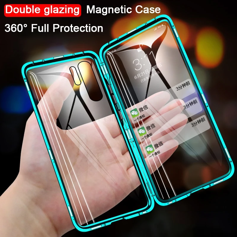 Magnetni Kovinski Dvojni Stranski Stekleni Primeru Telefon Za Huawei Honor Mate 30 20 P40 P30 P20 Pro Lite 8X 9X Y9 Prime P Smart Z 2019 Pokrov