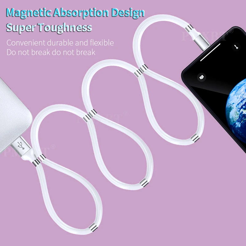 Magnetni Podatkovni Kabel Močno Auto Magic Vrv Tip C Kabel Za Samsung Huawei Xiaomi Polnilnik Zložljivo Prenosno Polnjenje