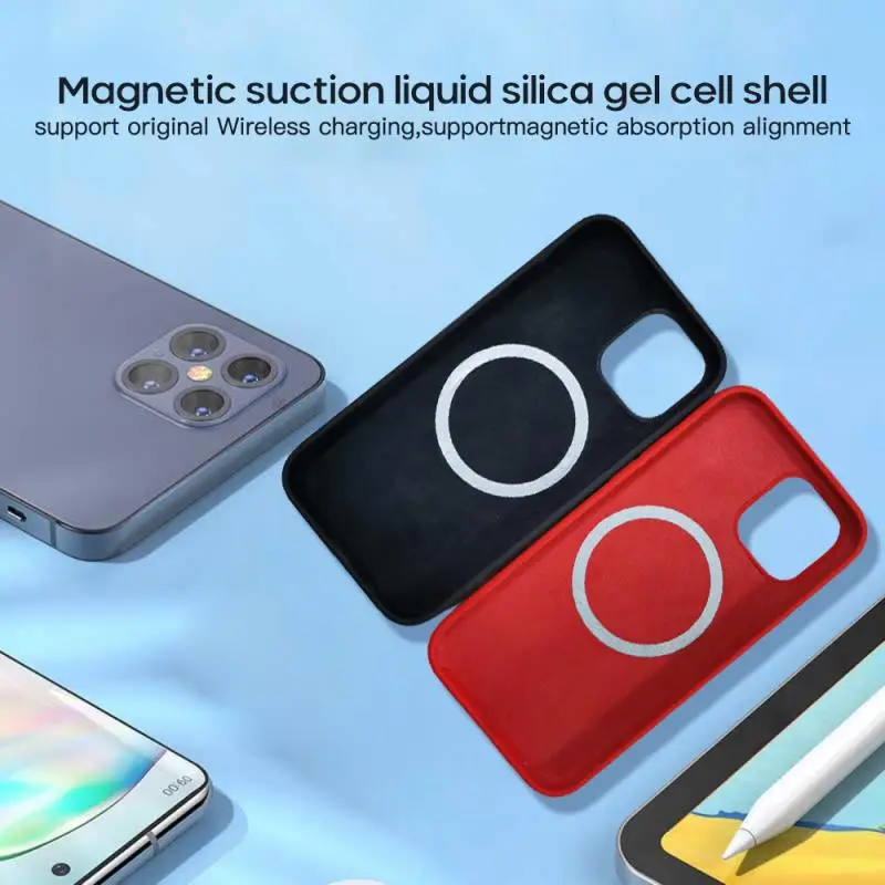 Magnetni Pravega Usnja Za Magnetno Primeru Telefon Za IPhone 12 Pro Max Magnetni Luksuzni Tekoče Silikona Kritje Za 12 Pro Mini 12