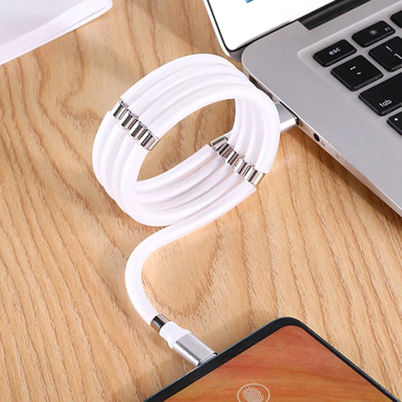Magnetni vrv samodejno zložljive kabel Hitro polnjenje 3A USB na Micro Tip C polnilnik za iPhone xiaomi huawei