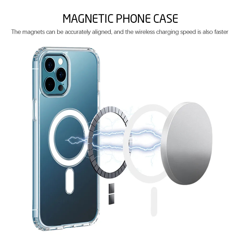 Magnetno Ohišje Za iPhone 12 Pro Max 12 Mini Pro 12pro 12 Pregleden Primeru Jasno, Zadnji Pokrov Magsafing Podpirajo Brezžično Polnjenje