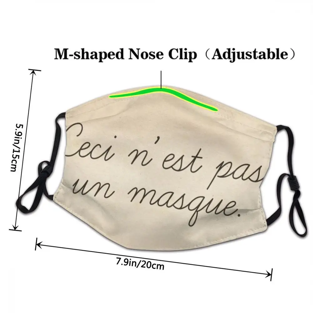 Magritte Smešno Ponudbo Ceci N'est Pas Un Masko Stroj Masko Proti Meglica Dustproof zaščitni Pokrov Respirator Usta Žarilna