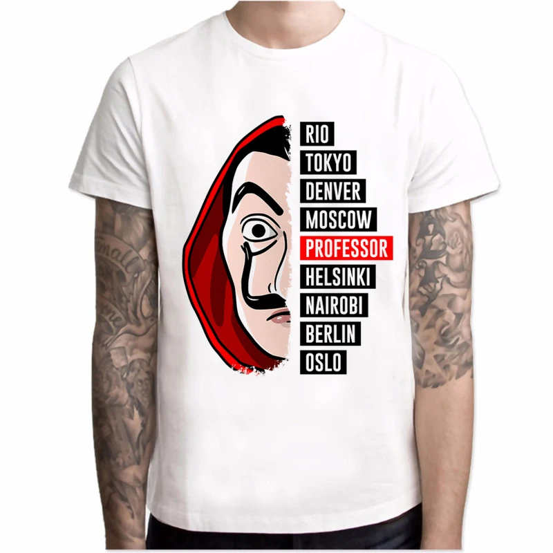 Majica s kratkimi rokavi moški Smešno Design La Casa De Papel T Shirt Denar Heist Tees TV Serije Tshirts Moških Kratek Rokav Hiša iz Papirja T-Shirt