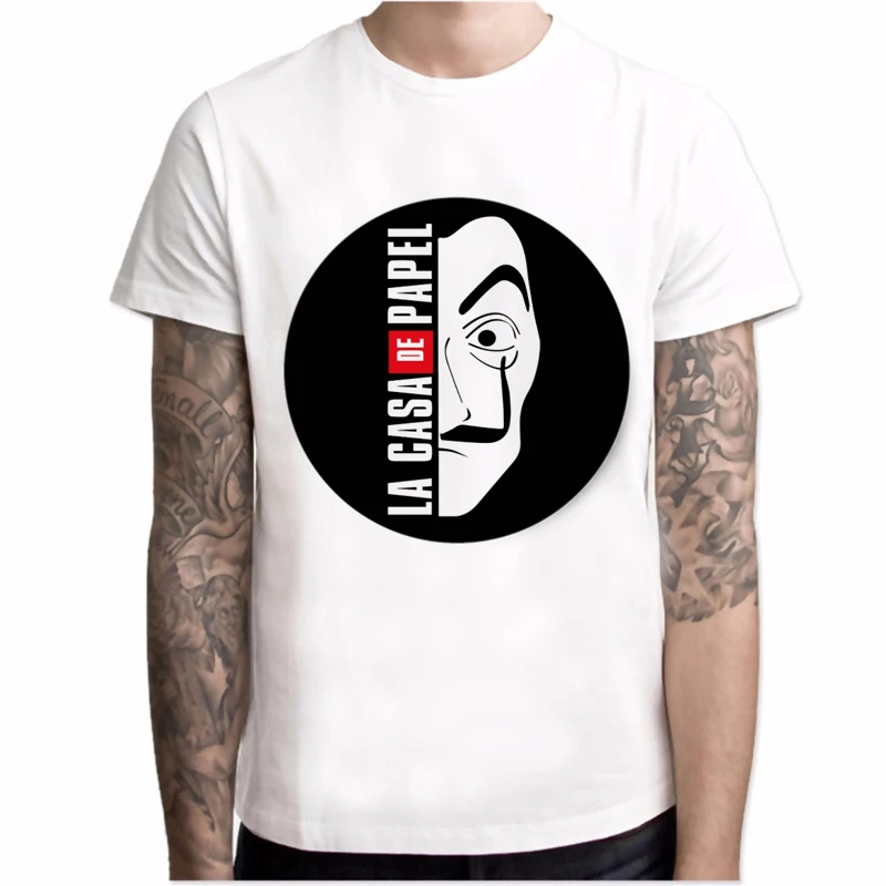Majica s kratkimi rokavi moški Smešno Design La Casa De Papel T Shirt Denar Heist Tees TV Serije Tshirts Moških Kratek Rokav Hiša iz Papirja T-Shirt