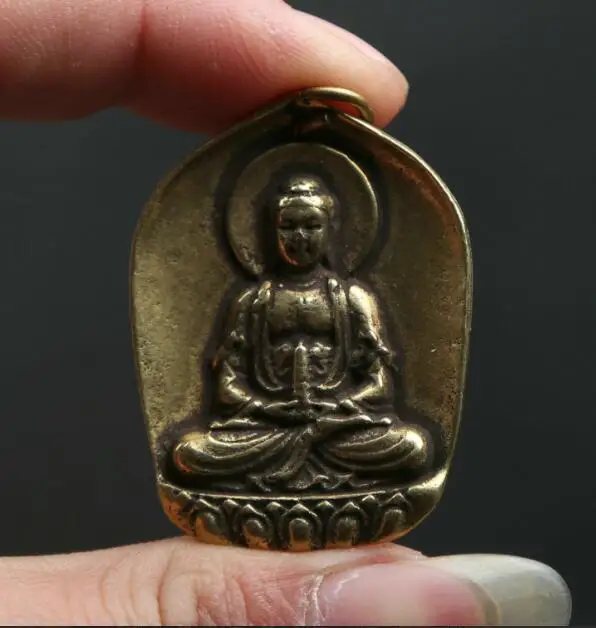 Mala Curio Kitajski Budizem Bronasto Šakjamuni Amitabha Bude Bogastvo Obesek