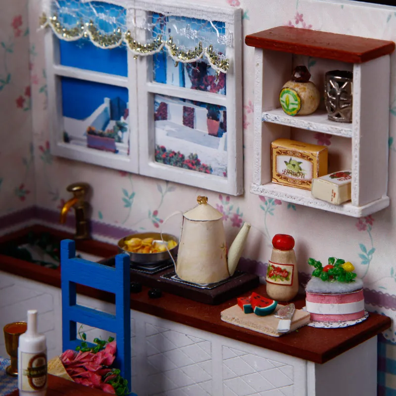 Mala Diy Lutke 3D Lesene Mini Lutka Hiša Veren Ročno izdelan Miniaturni Dollhouses Kit Polje Igrače Za Otroke, Dekleta Xmas Darila