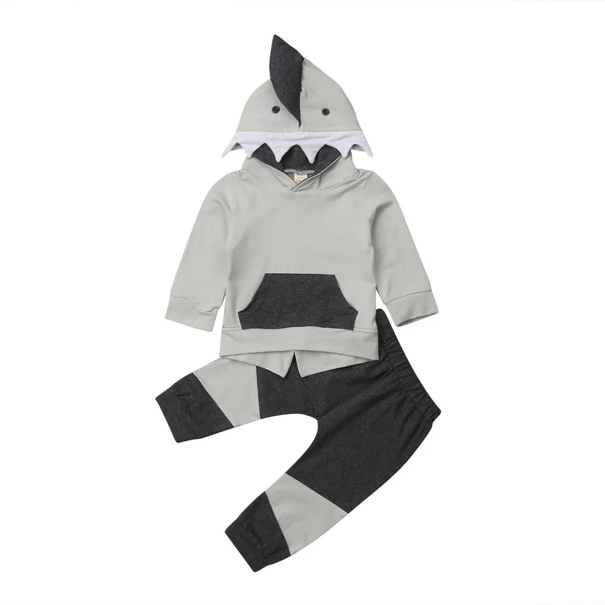 Mali morski Pes Mode Otrok, Fant 3D Long Sleeve Hooded Vrhovi Dolge Hlače 2PCS Outwear Jesensko Zimska Oblačila