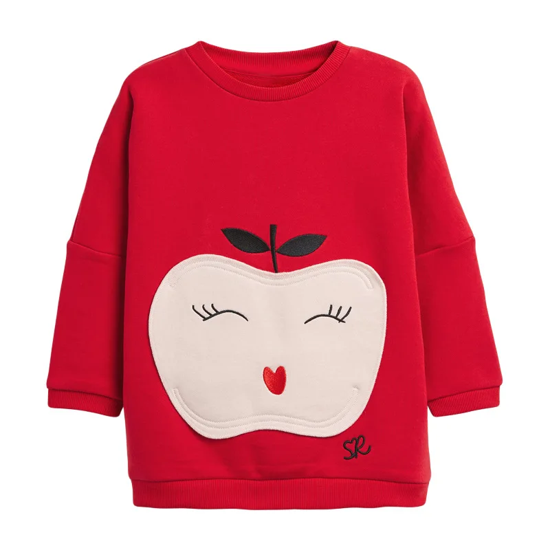 Malo maven Dekleta Dolgo Sweatshirts Apple Aplicirano Otroci Žep Trenirke za Otroke Jeseni Oblačila