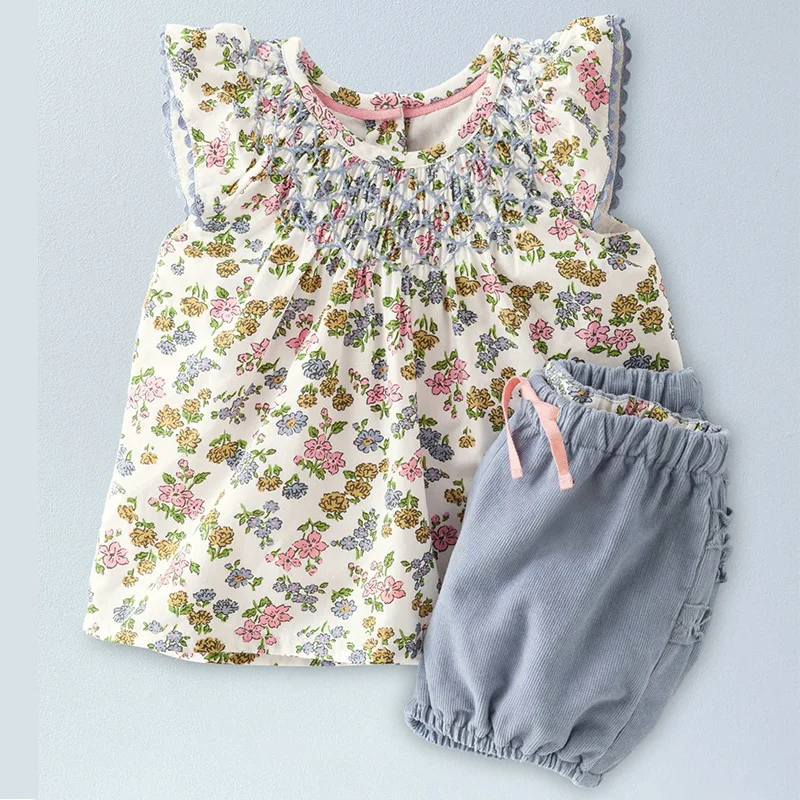 Malo maven določa dekleta Cvetje Baby Otroci Dekliška Oblačila Kompleti Za Poletje, Otroci, Dekleta Obleke Obleke 1pcs Majica +Hlače