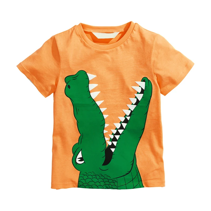 Malo Maven Novo Poletno Kratko O-vratu Oranžna Rumena Krokodil Openning Usta Pletene Živali Bombaž Kakovosti Fantje Priložnostne Tshirt