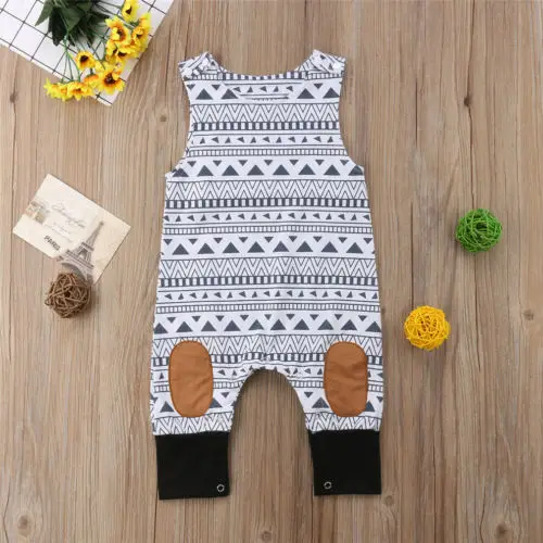 Malčka Baby Fantje Dekleta Romper Geometrijske Mozaik Jumpsuit Obleke Nastavite Playsuit Otroška Oblačila