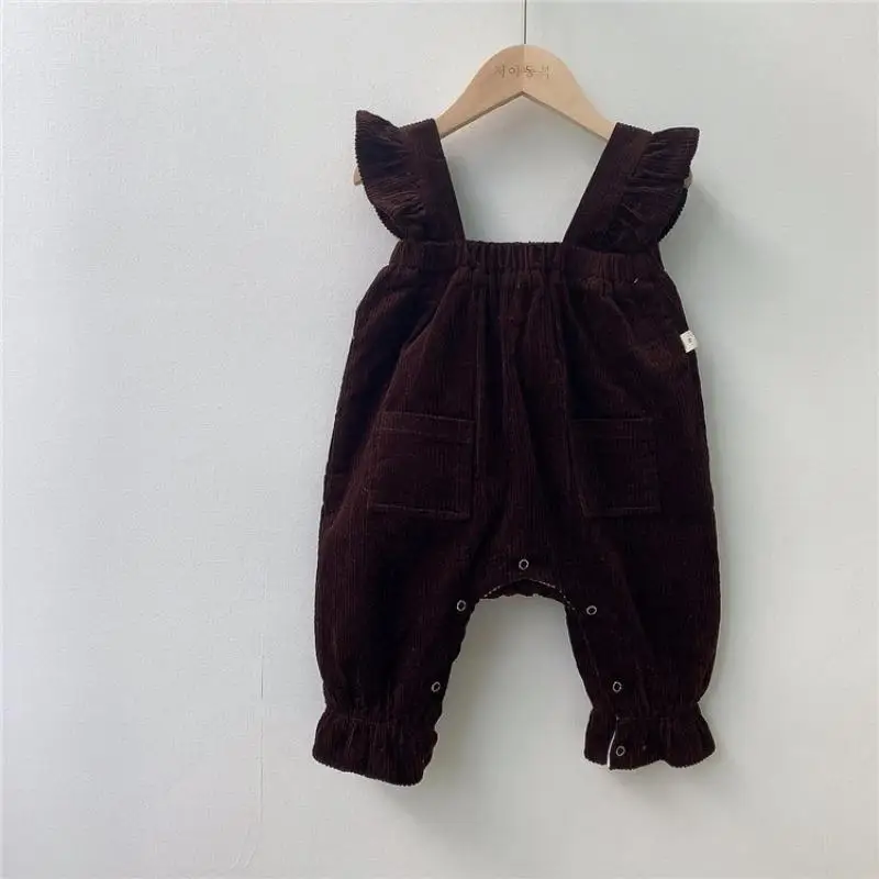 Malčka Fant Fant Kombinezon 2021 Nov Baby Dekle Jumpsuit Korejski Novorojenčka Oblikovalec Oblačil Otrok Suspender Priložnostne Velvet Hlače