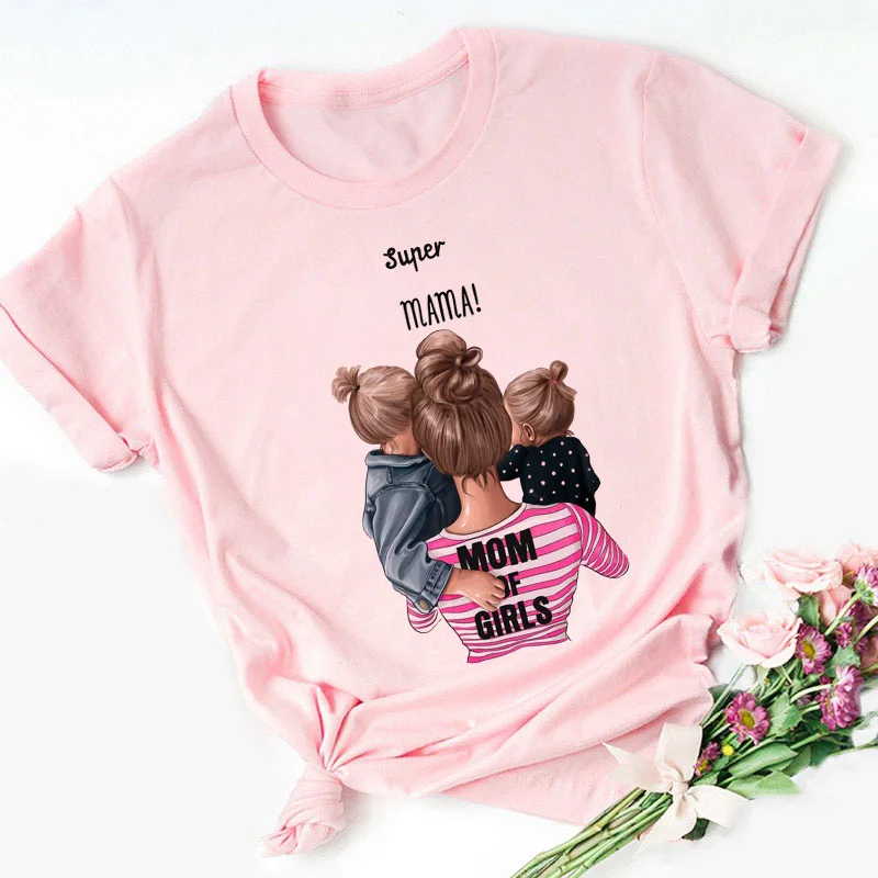 Mama Poletje 2019 Smešno Roza Majica s kratkimi rokavi Ženske Tshirt materine Ljubezni Ženska T-shirt je Super Plus Velikost Modna Oblačila Harajuku T-majice