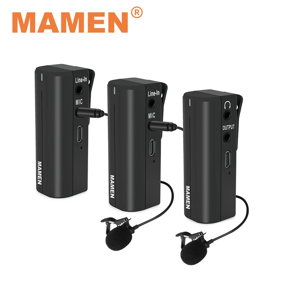 MAMEN 2,4 GHz PRO Brezžični Lavalier Mikrofon za Snemanje Vgrajeno Baterijo Z Oddajnik Sprejemnik Za Kamero Telefona Intervju