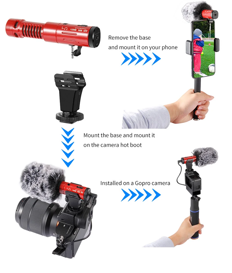 MAMEN MIC-07 Pro Video Snemanje Mikrofona za DSLR Fotoaparat Pametni Osmo Žep Vlogging Mic za iPhone, Android DSLR Gimbal