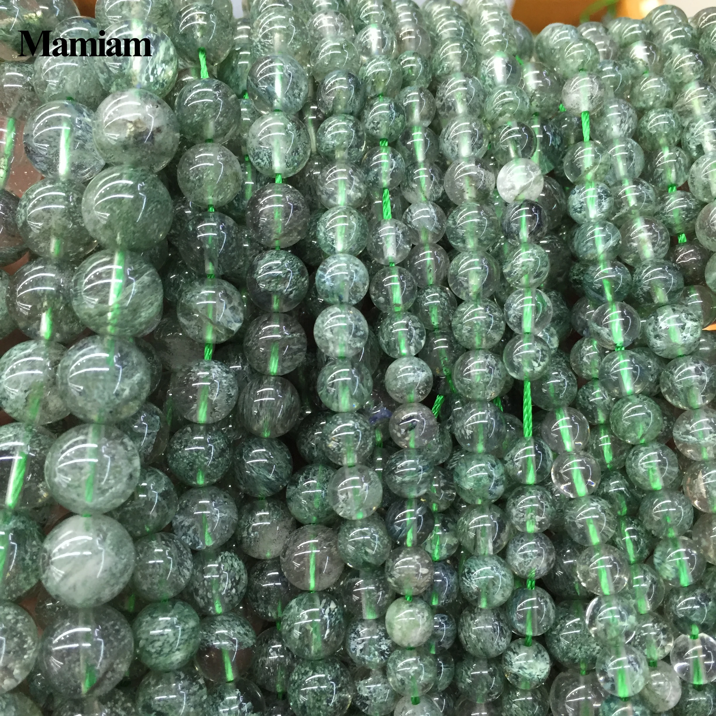 Mamiam Zeleni Kristali Kremena Biseri 6 mm 8 mm 10 mm Nemoteno Ohlapno okoli Kamna Diy Zapestnico, Ogrlico, Nakit, Izdelava Gemstone Design